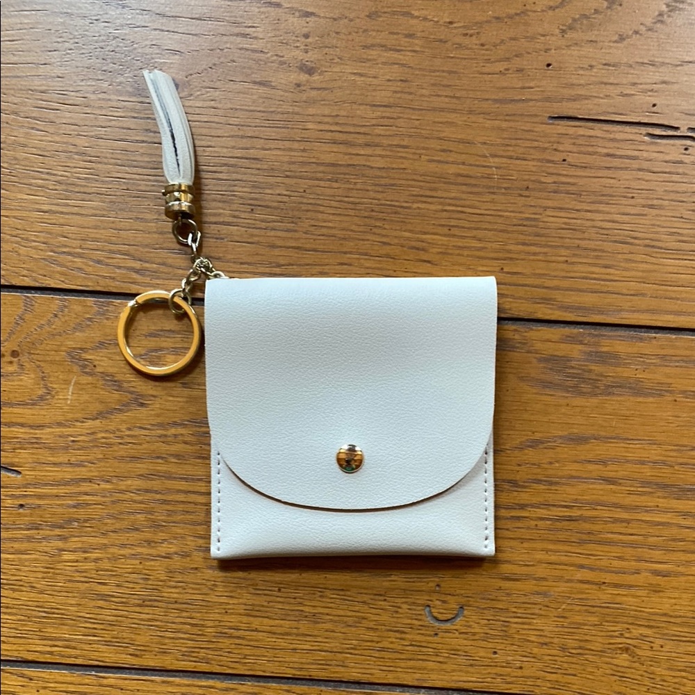 Chic White Leather Coin Purse with Tassel